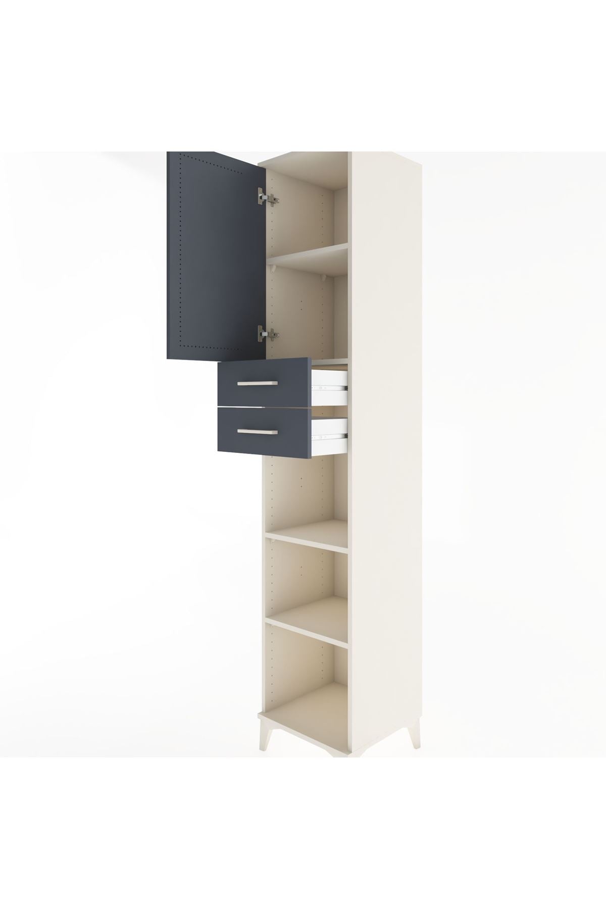 Hyperion Dolap 4 Raflı 2 Çekmeceli Tek Kapaklı 44x44x221 - S61M237V2B