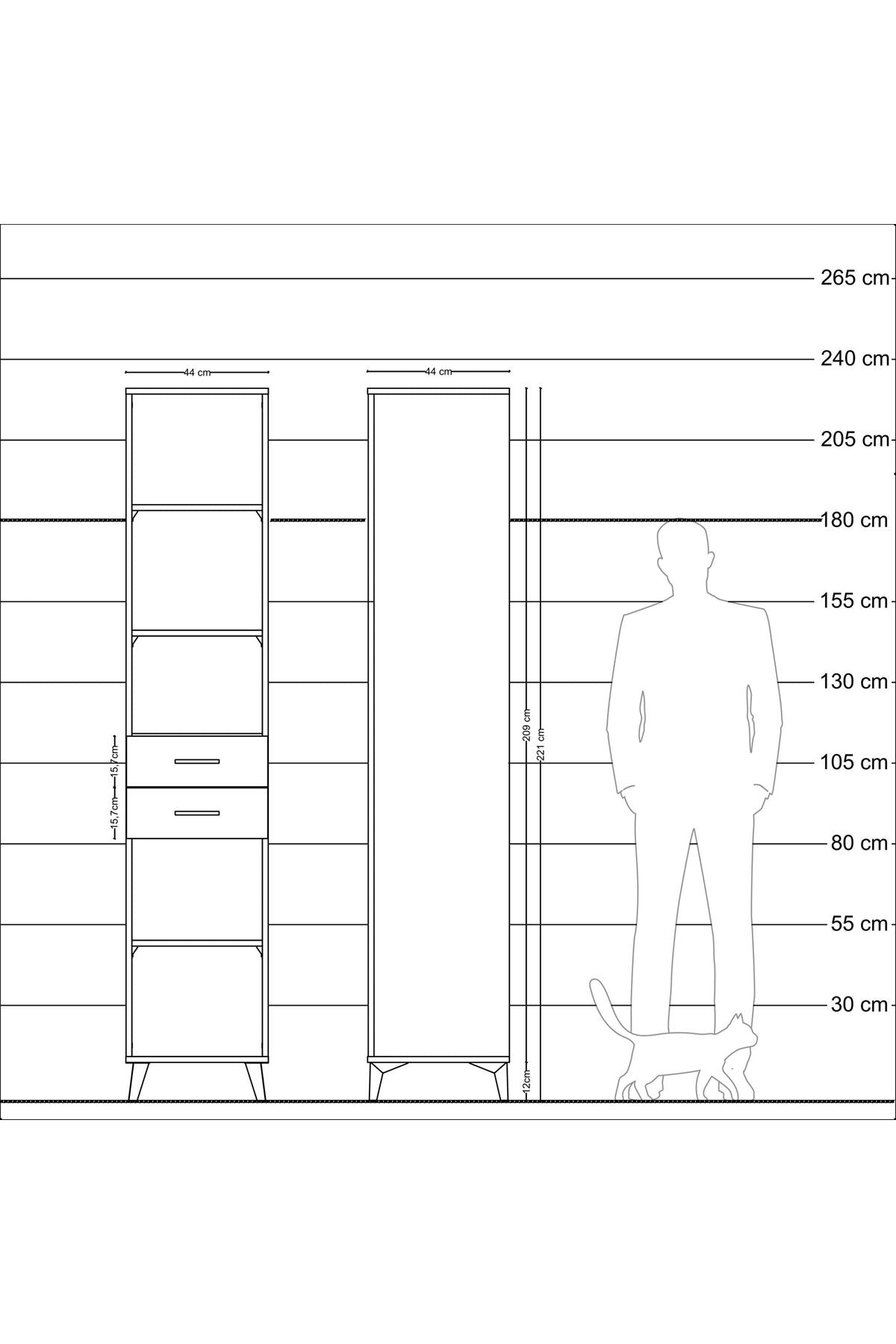 Hyperion Dolap 4 Raflı 2 Çekmeceli 44x44x221 - S61M239V9B