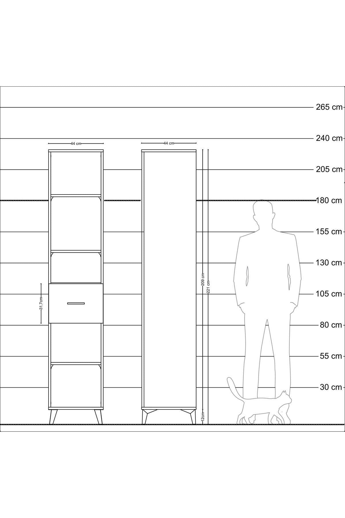 Hyperion Dolap 4 Raflı Tek Çekmeceli 44x44x221 - S61M240V1B