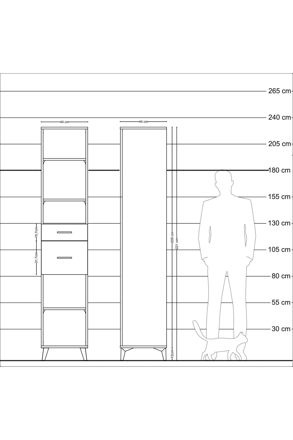 Hyperion Dolap 4 Raflı 2 Çekmeceli 44x44x221 - S61M242V3B