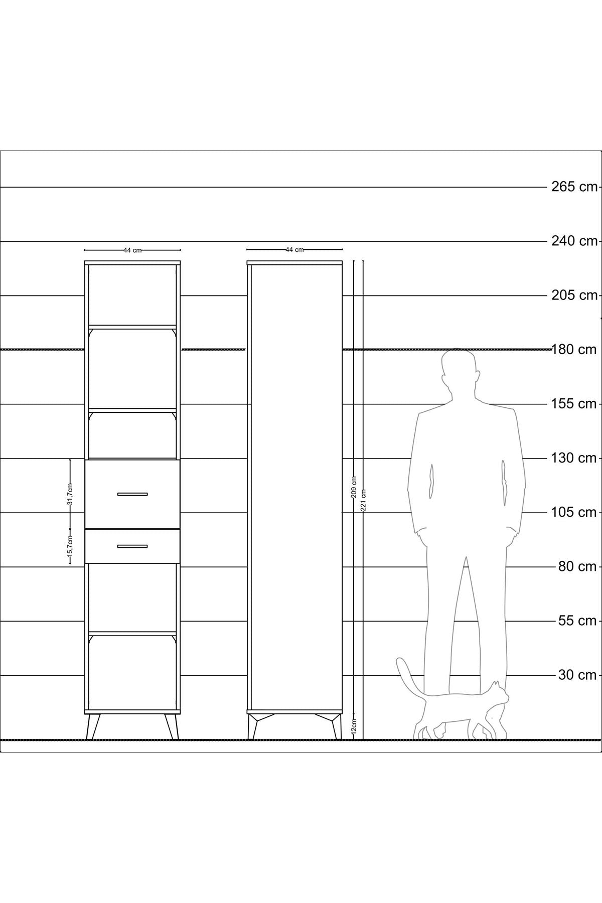 Hyperion Dolap 4 Raflı 2 Çekmeceli 44x44x221 - S61M243V7B