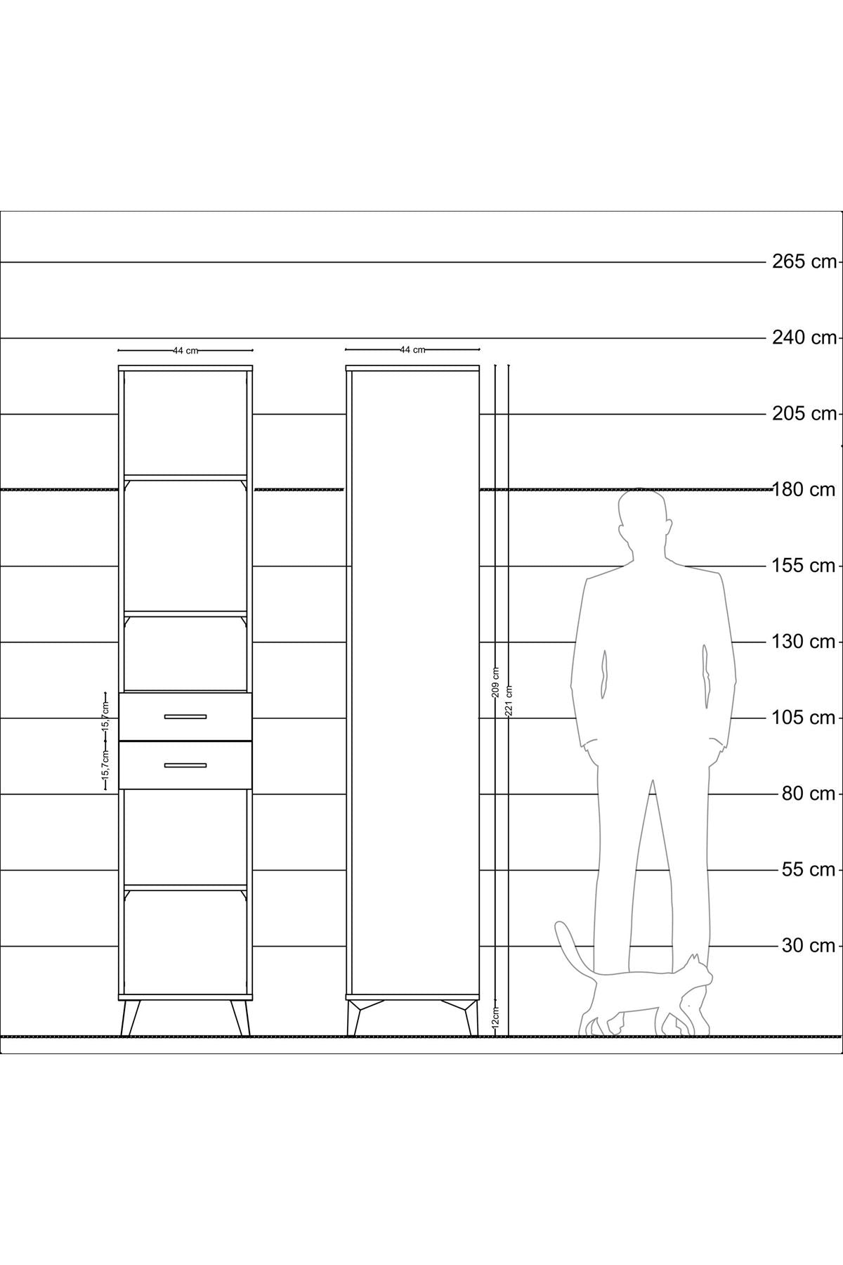 Hyperion Dolap 4 Raflı 2 Çekmeceli 44x44x221 - S61M248V3B