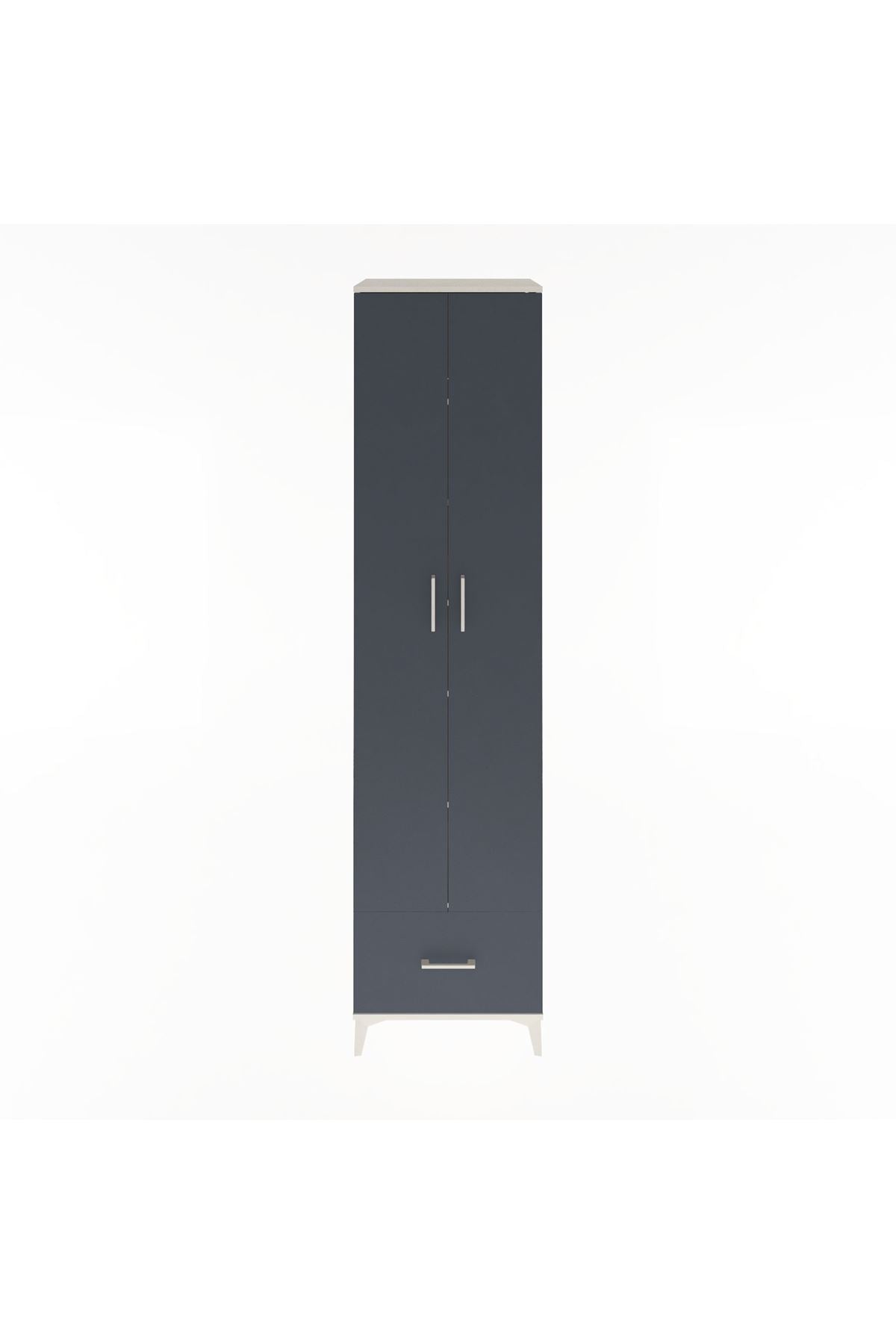 Hyperion Dolap 6 Raflı Tek Çekmeceli 2 Kapaklı 60x44x243 Aytaşı-Antrasit