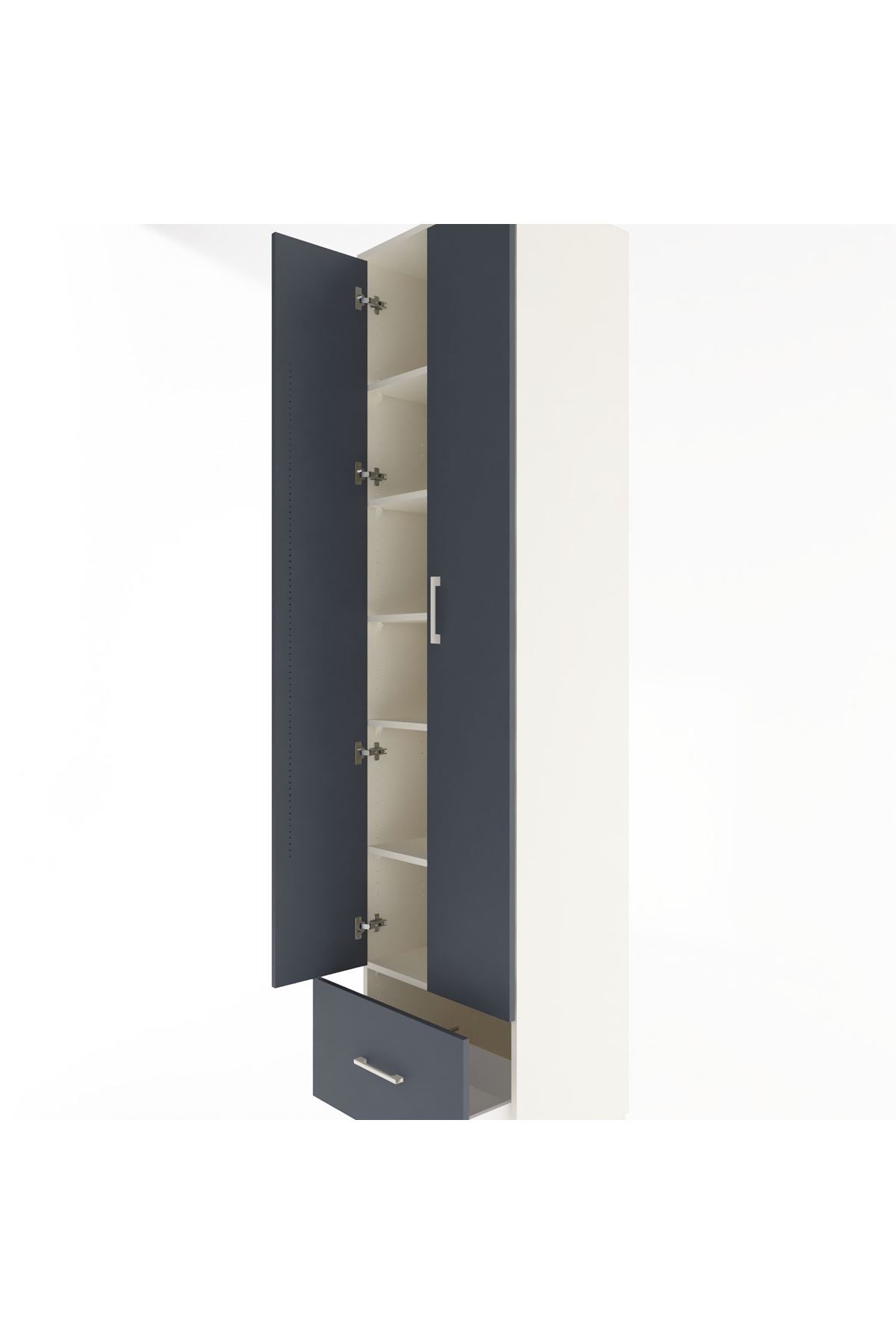 Hyperion Dolap 6 Raflı Tek Çekmeceli 2 Kapaklı 60x44x243 Aytaşı-Antrasit