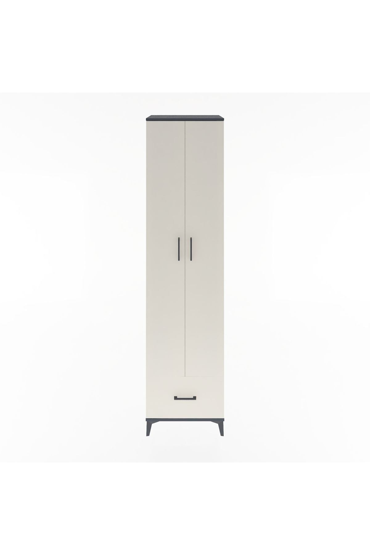 Hyperion Dolap 6 Raflı Tek Çekmeceli 2 Kapaklı 60x44x243 Antrasit-Aytaşı