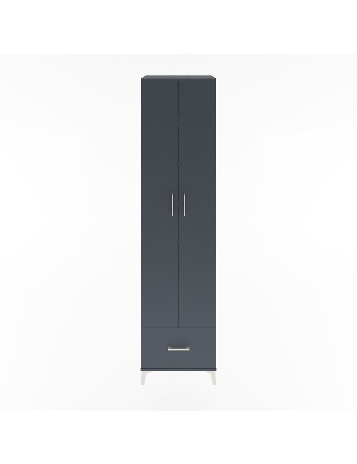 Hyperion Dolap 6 Raflı Tek Çekmeceli 2 Kapaklı 60x44x243 Antrasit-Antrasit