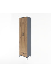 Hyperion Dolap 6 Raflı Tek Çekmeceli 2 Kapaklı 60x44x243 Antrasit-Çam