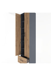 Hyperion Dolap 6 Raflı Tek Çekmeceli 2 Kapaklı 60x44x243 Antrasit-Çam