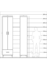 Hyperion Dolap 6 Raflı Tek Çekmeceli 2 Kapaklı 60x44x243 Antrasit-Çam