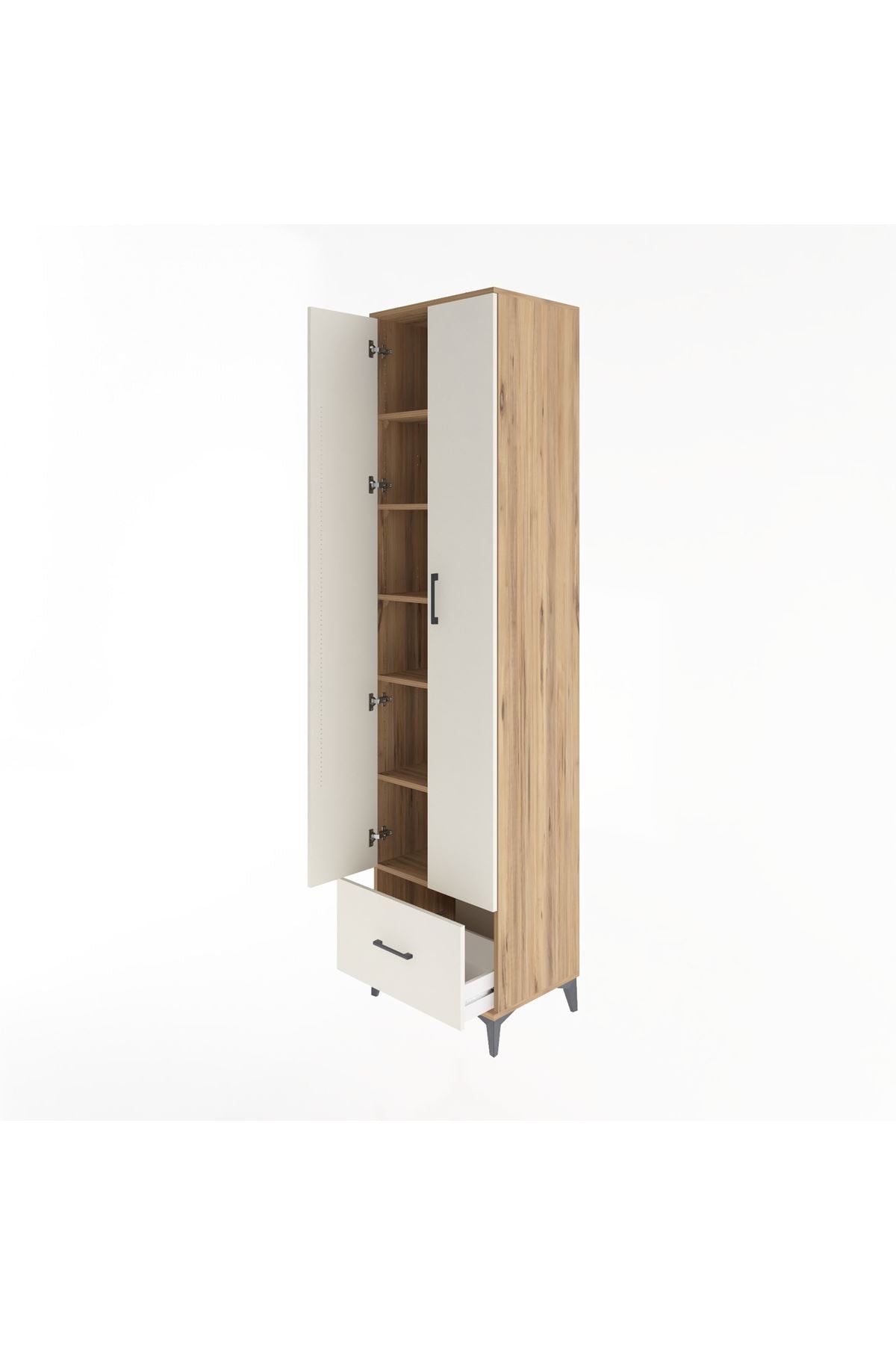 Hyperion Dolap 6 Raflı Tek Çekmeceli 2 Kapaklı 60x44x243 Çam-Aytaşı