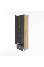 Hyperion Dolap 6 Raflı Tek Çekmeceli 2 Kapaklı 60x44x243 Çam-Antrasit