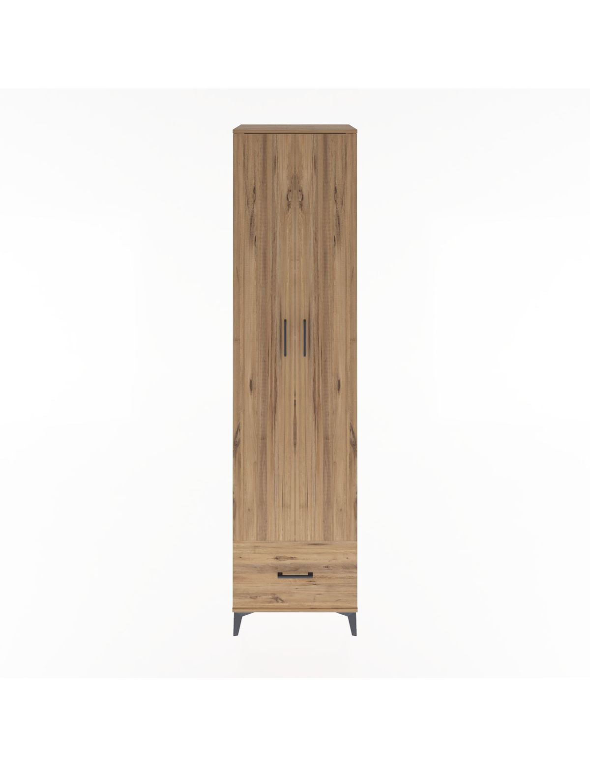 Hyperion Dolap 6 Raflı Tek Çekmeceli 2 Kapaklı 60x44x243 Çam-Çam