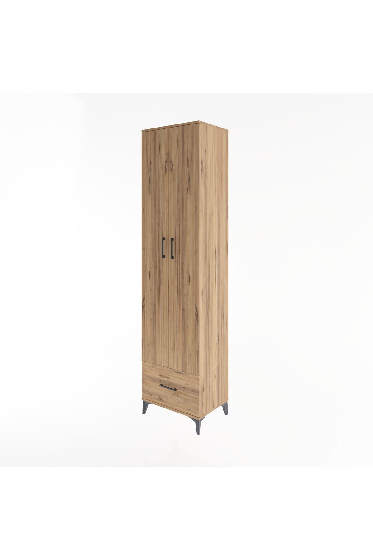 Hyperion Dolap 6 Raflı Tek Çekmeceli 2 Kapaklı 60x44x243 Çam-Çam