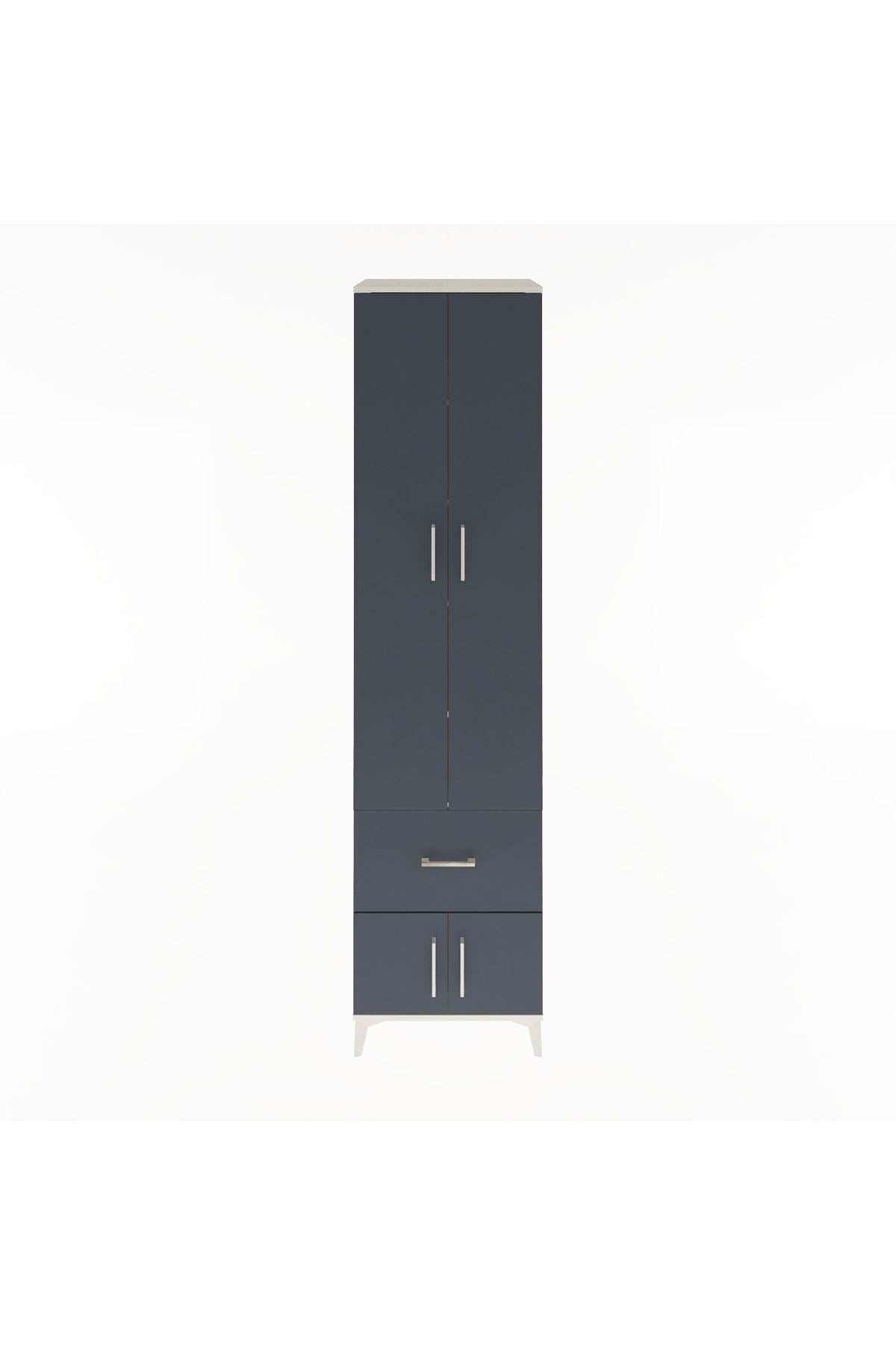 Hyperion Dolap 5 Raflı Tek Çekmeceli 4 Kapaklı 60x44x243 Aytaşı-Antrasit