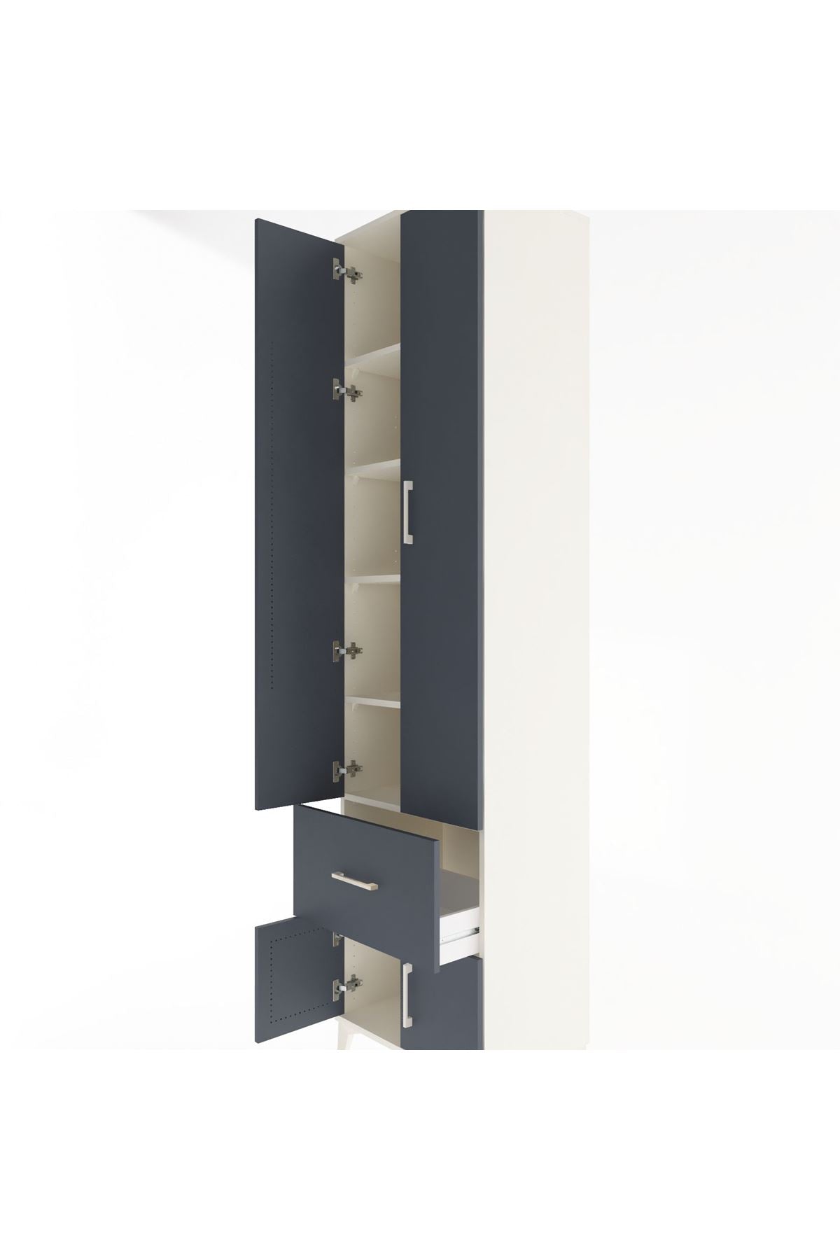 Hyperion Dolap 5 Raflı Tek Çekmeceli 4 Kapaklı 60x44x243 Aytaşı-Antrasit