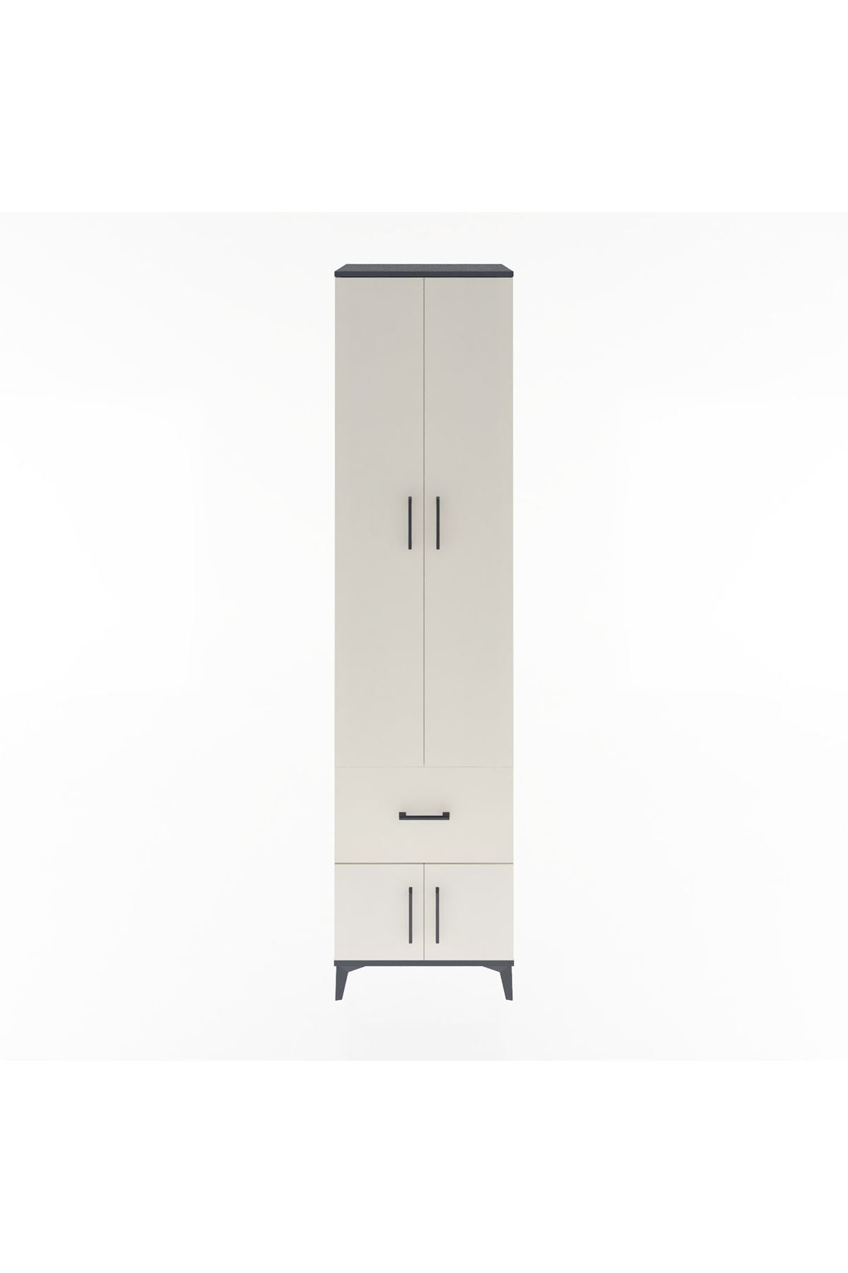 Hyperion Dolap 5 Raflı Tek Çekmeceli 4 Kapaklı 60x44x243 Antrasit-Aytaşı