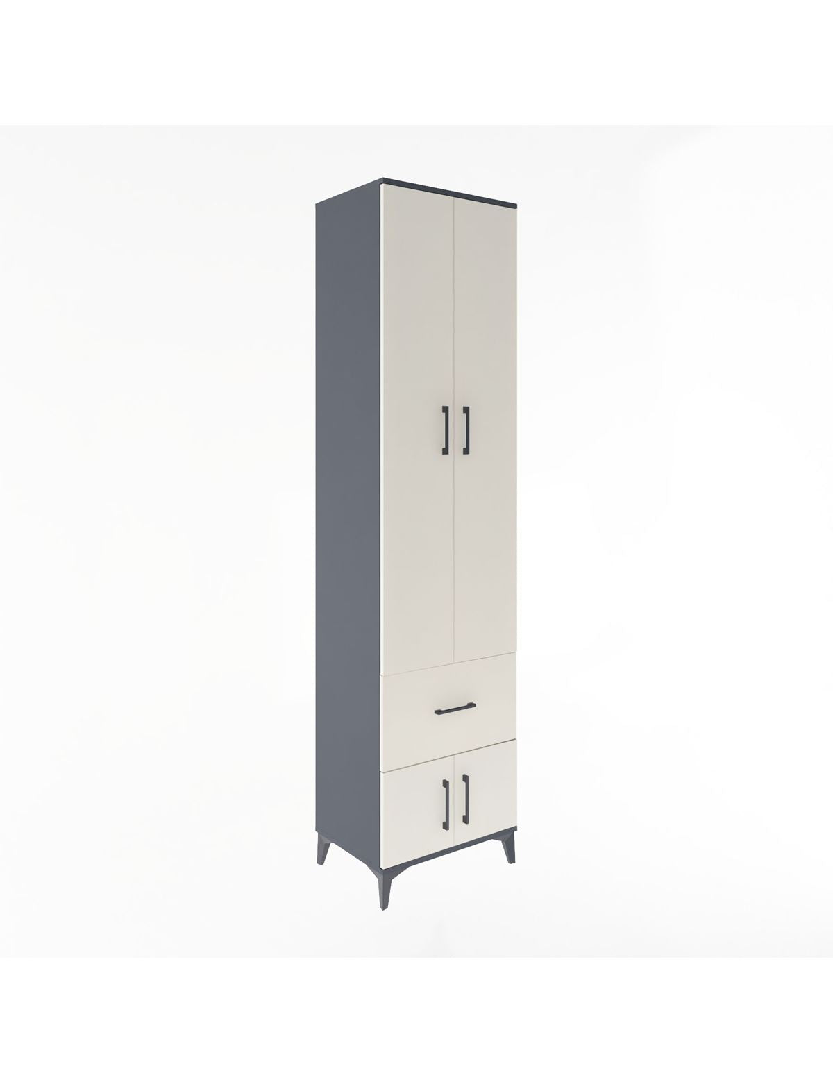 Hyperion Dolap 5 Raflı Tek Çekmeceli 4 Kapaklı 60x44x243 Antrasit-Aytaşı