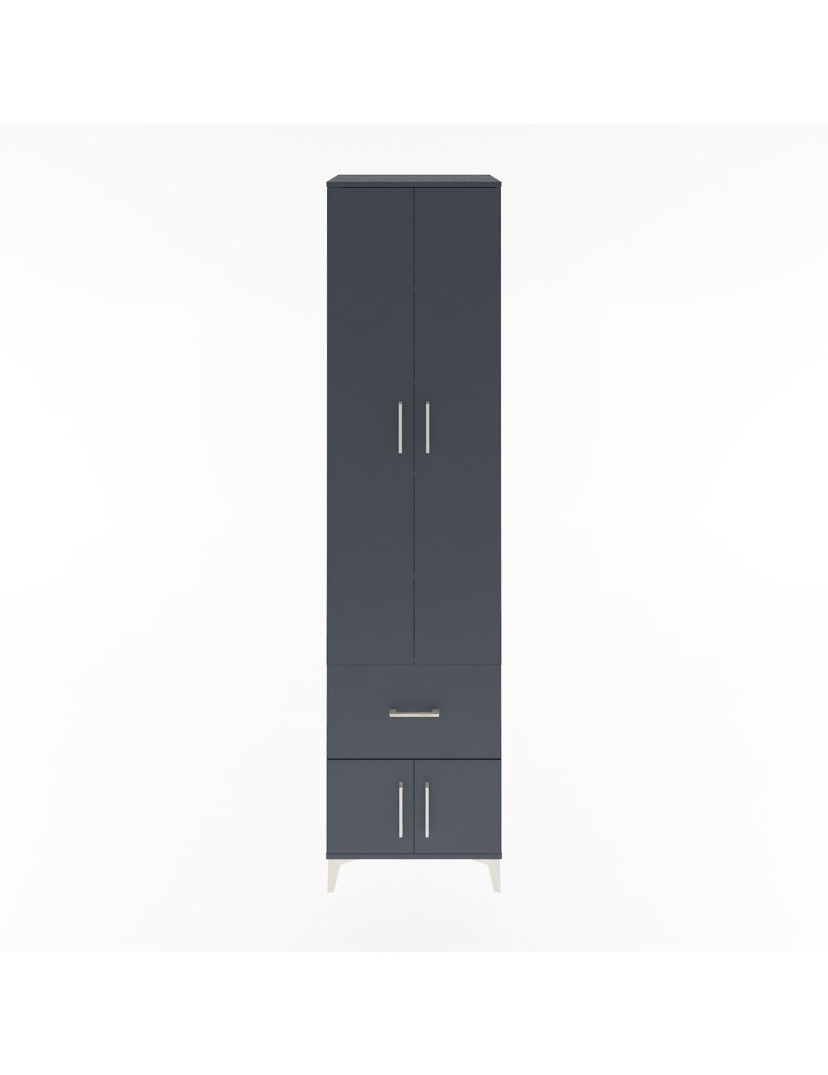 Hyperion Dolap 5 Raflı Tek Çekmeceli 4 Kapaklı 60x44x243 Antrasit-Antrasit