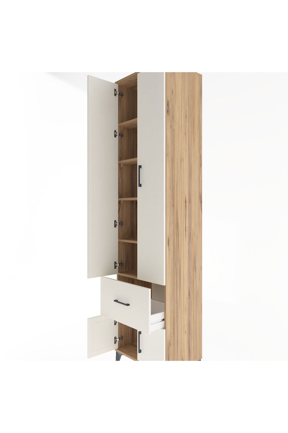 Hyperion Dolap 5 Raflı Tek Çekmeceli 4 Kapaklı 60x44x243 Çam-Aytaşı