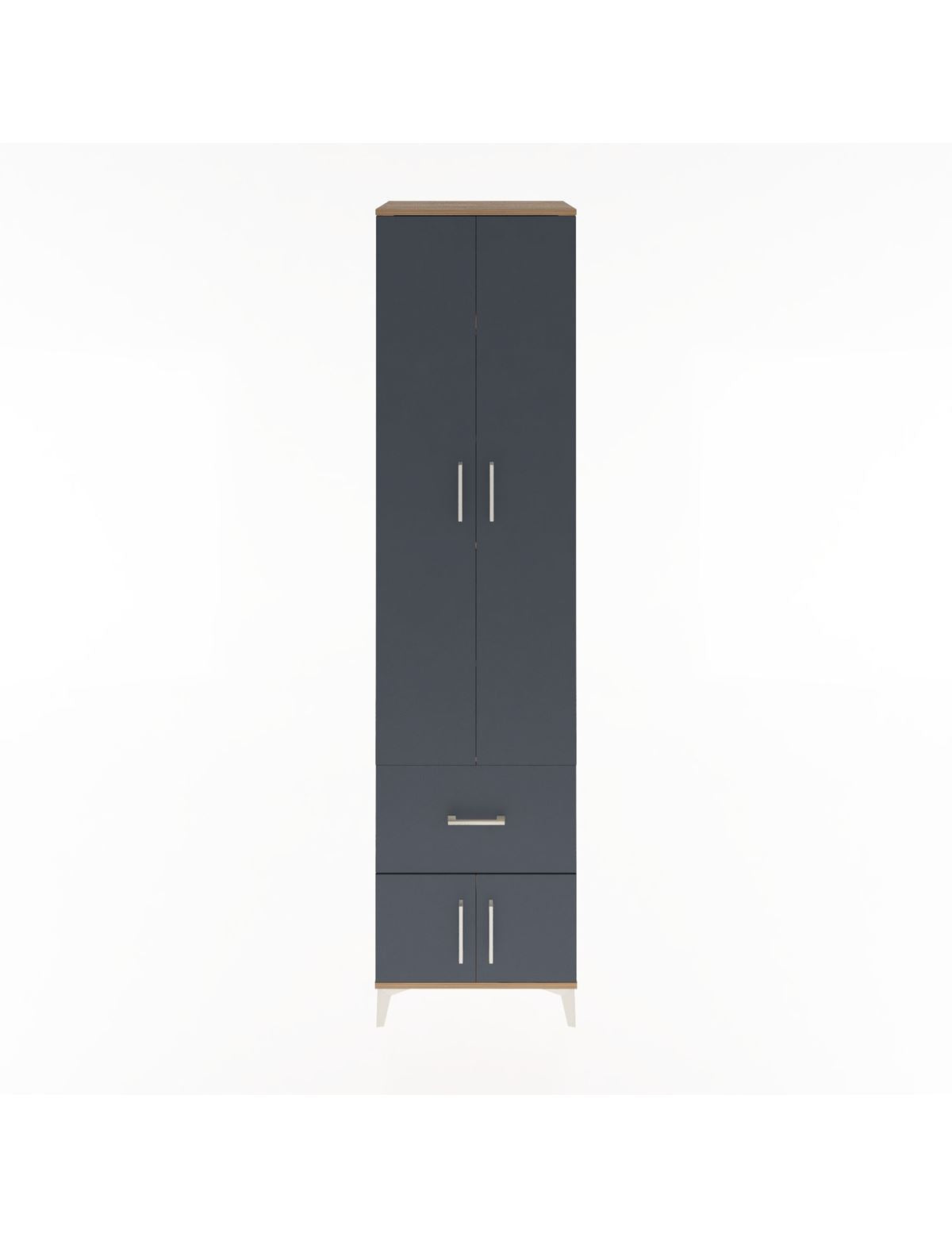 Hyperion Dolap 5 Raflı Tek Çekmeceli 4 Kapaklı 60x44x243 Çam-Antrasit