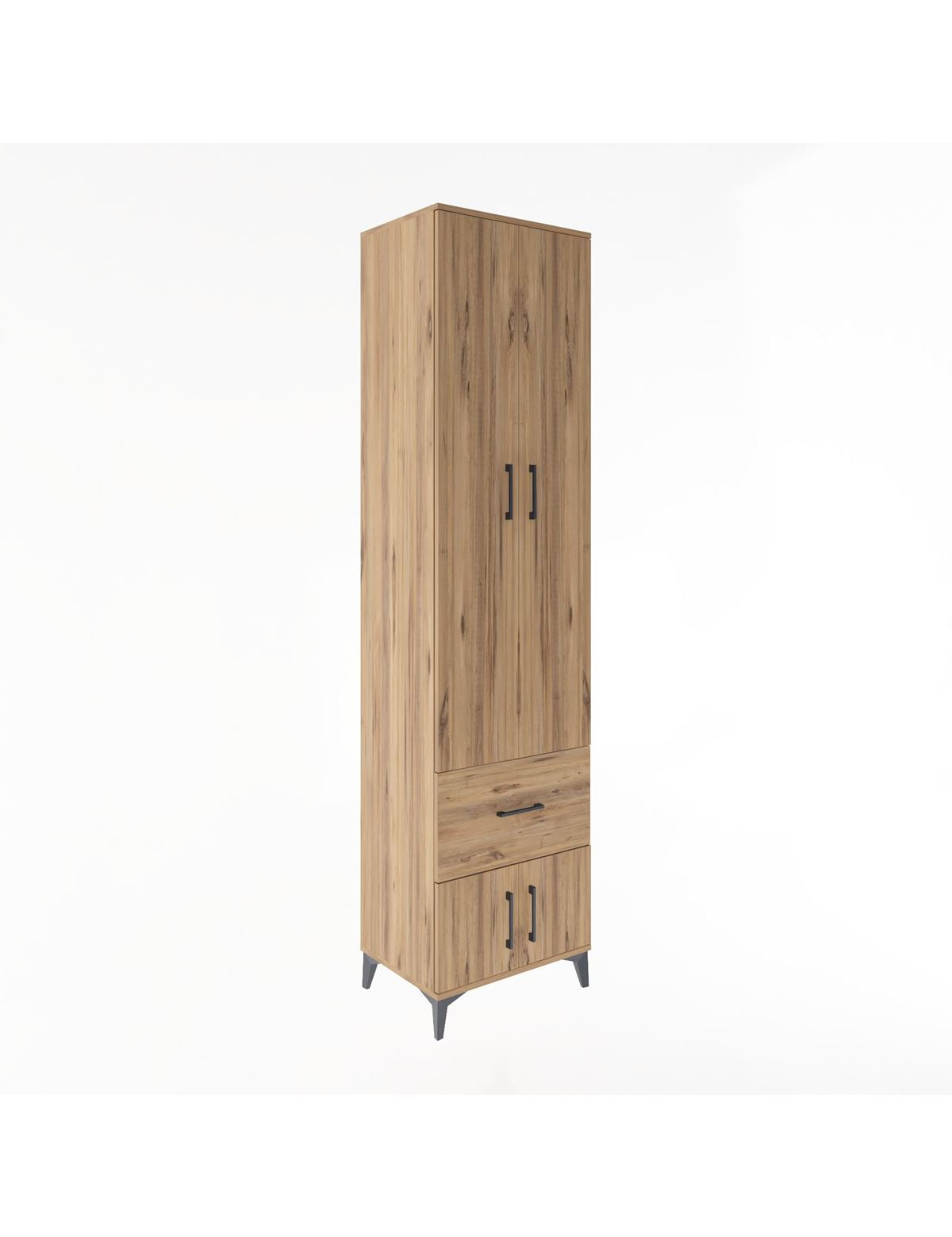 Hyperion Dolap 5 Raflı Tek Çekmeceli 4 Kapaklı 60x44x243 Çam-Çam