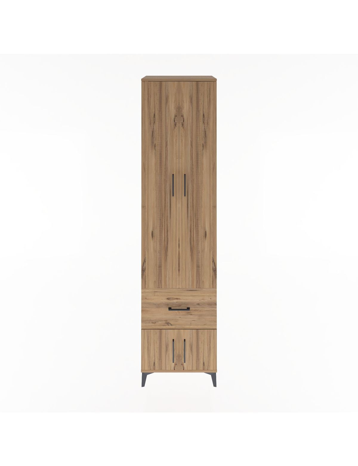 Hyperion Dolap 5 Raflı Tek Çekmeceli 4 Kapaklı 60x44x243 Çam-Çam