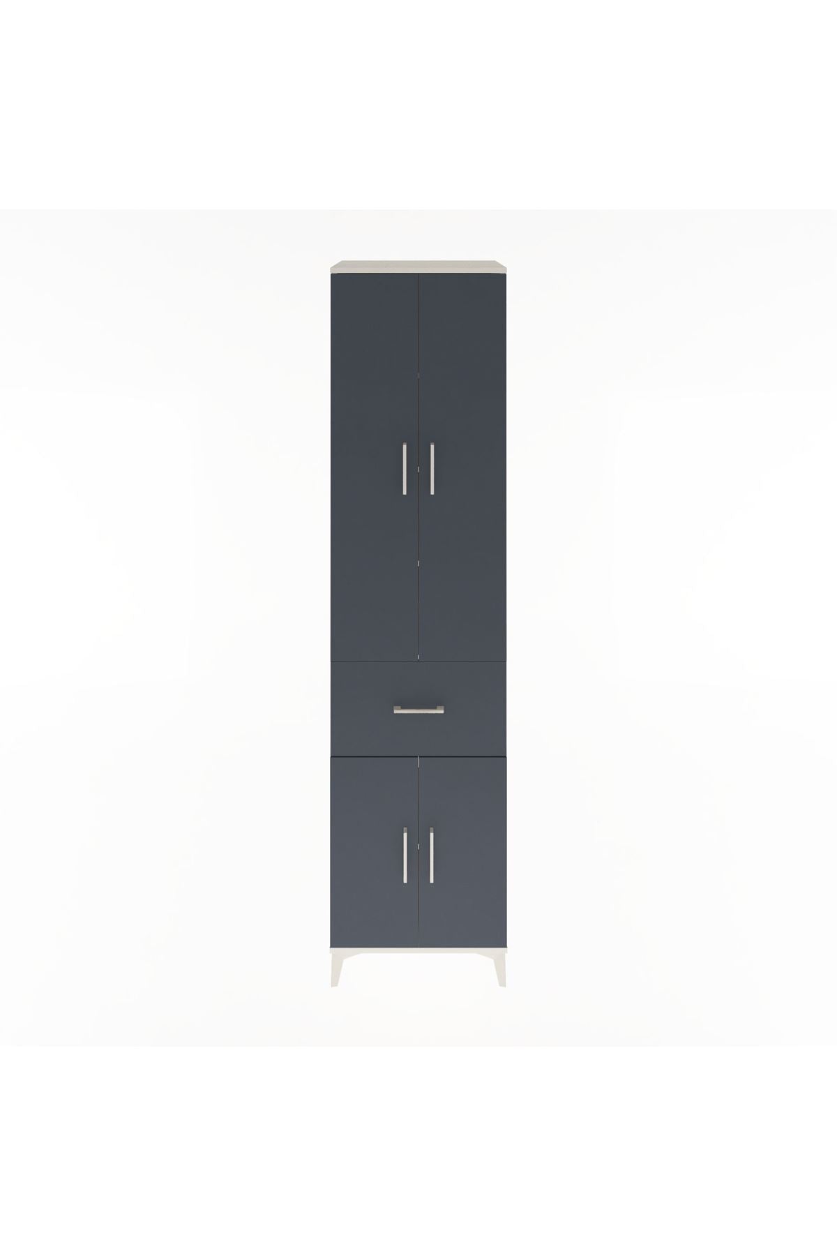 Hyperion Dolap 5 Raflı Tek Çekmeceli 4 Kapaklı 60x44x243 Aytaşı-Antrasit