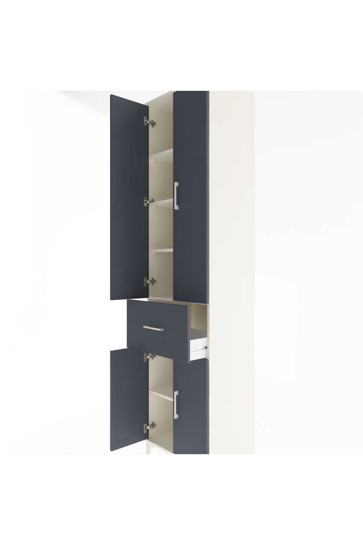 Hyperion Dolap 5 Raflı Tek Çekmeceli 4 Kapaklı 60x44x243 Aytaşı-Antrasit