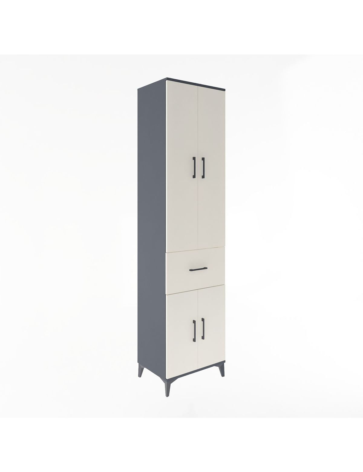 Hyperion Dolap 5 Raflı Tek Çekmeceli 4 Kapaklı 60x44x243 Antrasit-Aytaşı