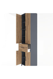 Hyperion Dolap 5 Raflı Tek Çekmeceli 4 Kapaklı 60x44x243 Antrasit-Çam