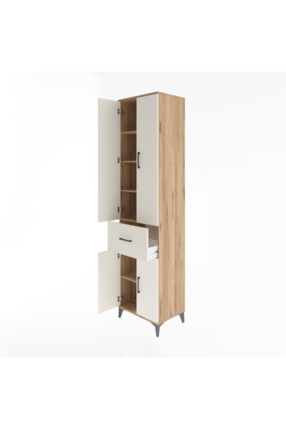 Hyperion Dolap 5 Raflı Tek Çekmeceli 4 Kapaklı 60x44x243 Çam-Aytaşı