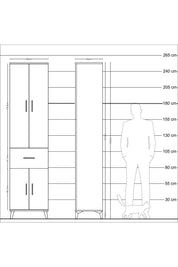 Hyperion Dolap 5 Raflı Tek Çekmeceli 4 Kapaklı 60x44x243 Çam-Aytaşı