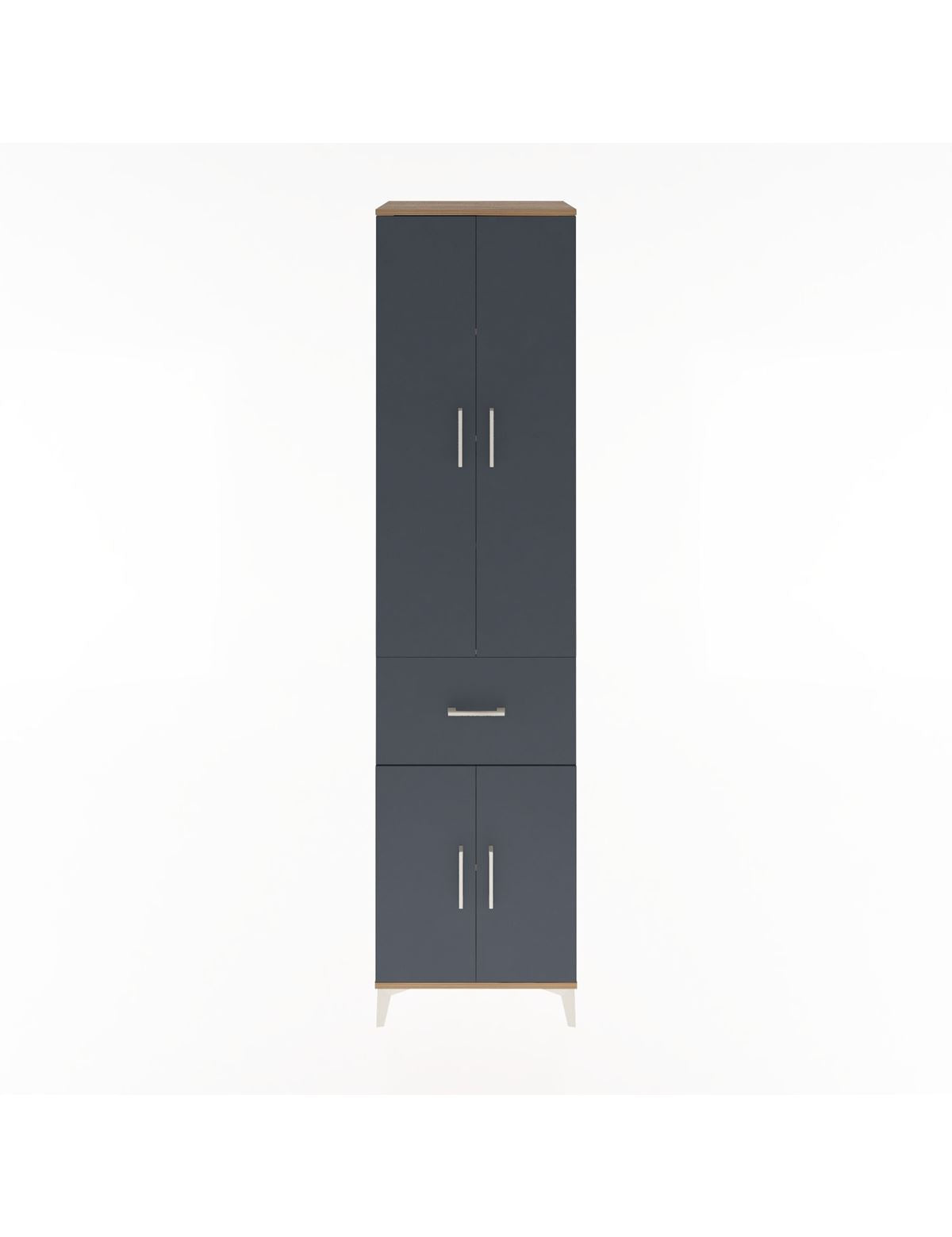 Hyperion Dolap 5 Raflı Tek Çekmeceli 4 Kapaklı 60x44x243 Çam-Antrasit