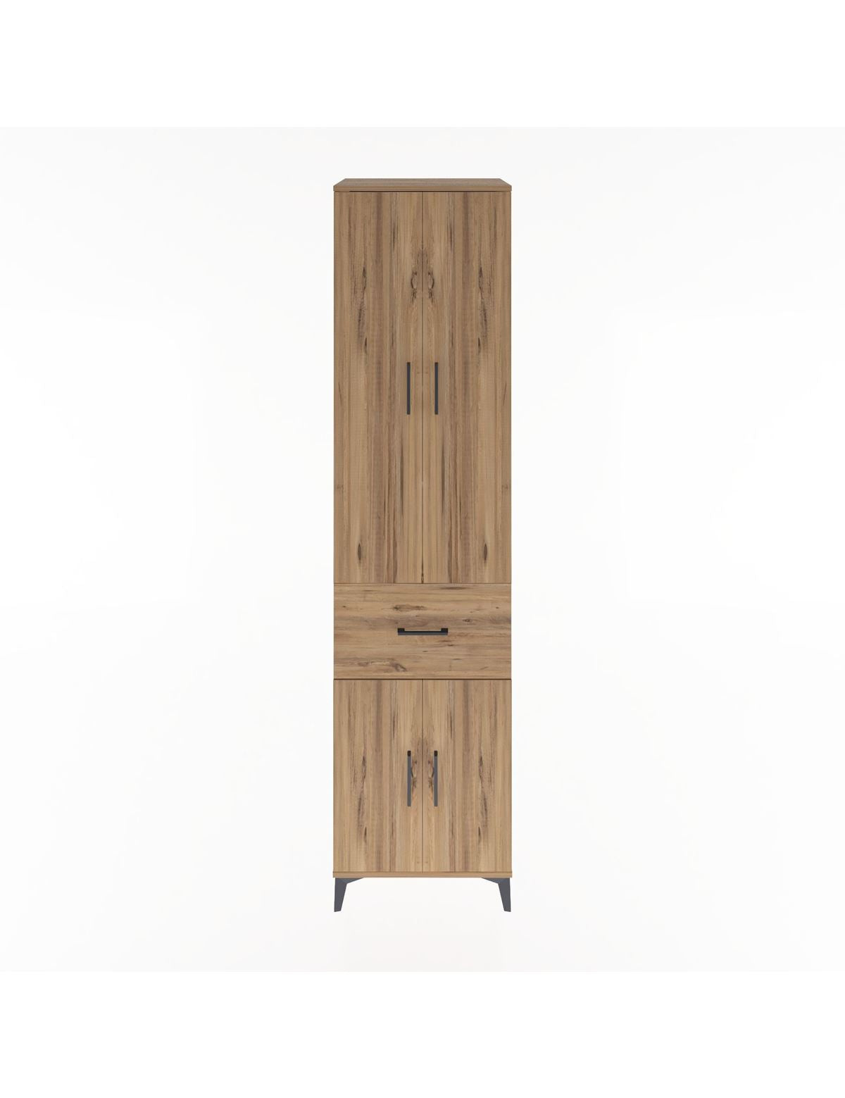 Hyperion Dolap 5 Raflı Tek Çekmeceli 4 Kapaklı 60x44x243 Çam-Çam