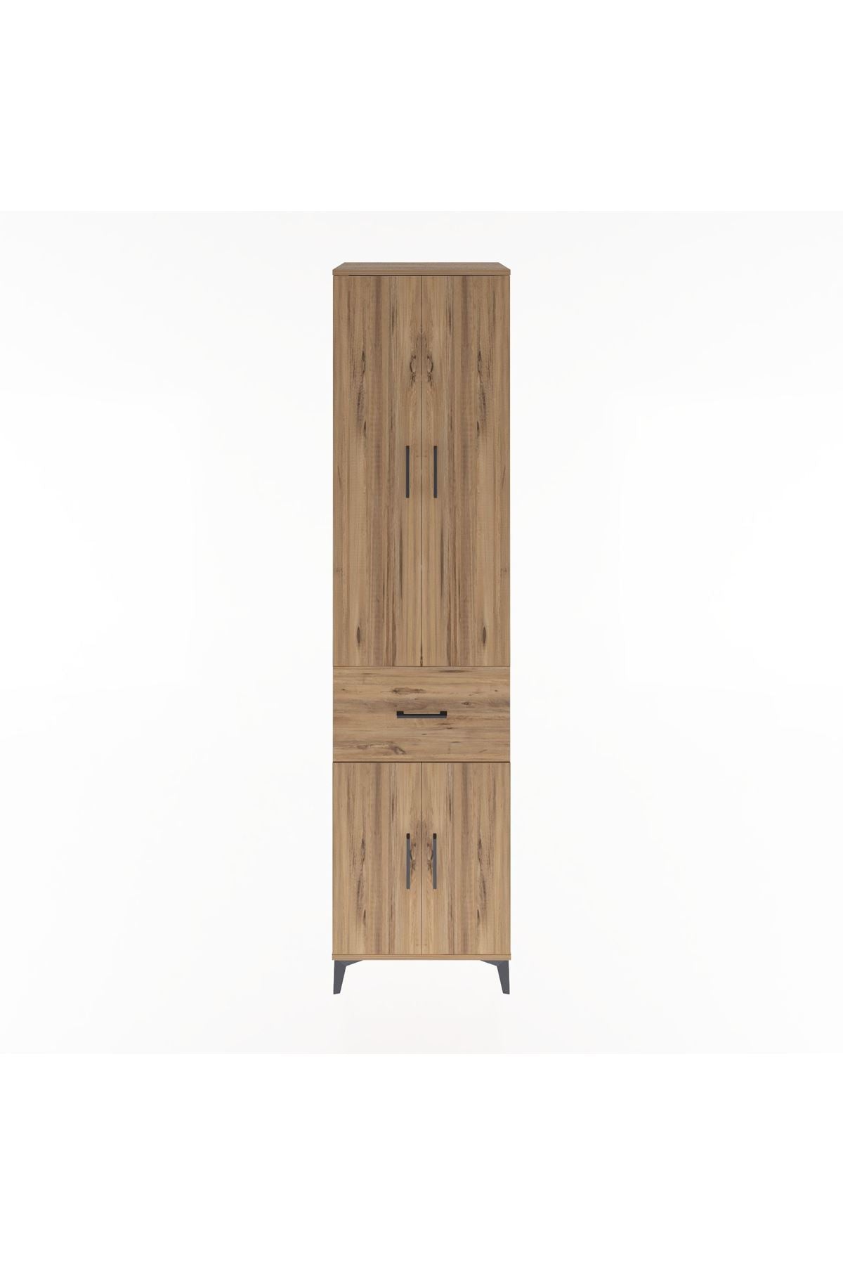 Hyperion Dolap 5 Raflı Tek Çekmeceli 4 Kapaklı 60x44x243 Çam-Çam