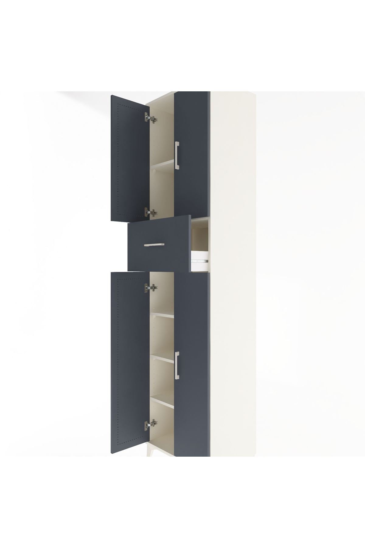 Hyperion Dolap 5 Raflı Tek Çekmeceli 4 Kapaklı 60x44x243 Aytaşı-Antrasit