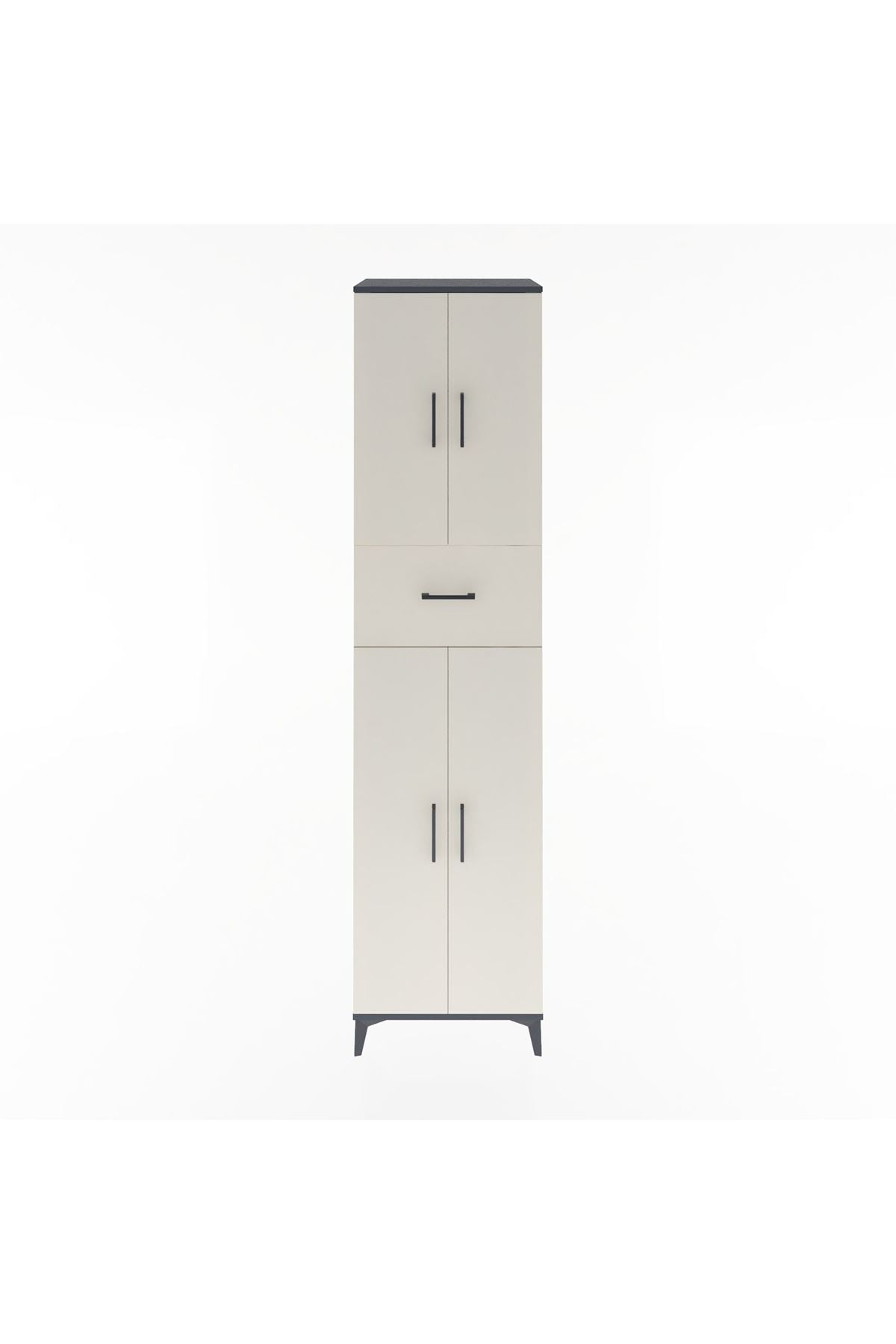 Hyperion Dolap 5 Raflı Tek Çekmeceli 4 Kapaklı 60x44x243 Antrasit-Aytaşı