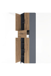 Hyperion Dolap 5 Raflı Tek Çekmeceli 4 Kapaklı 60x44x243 Antrasit-Çam