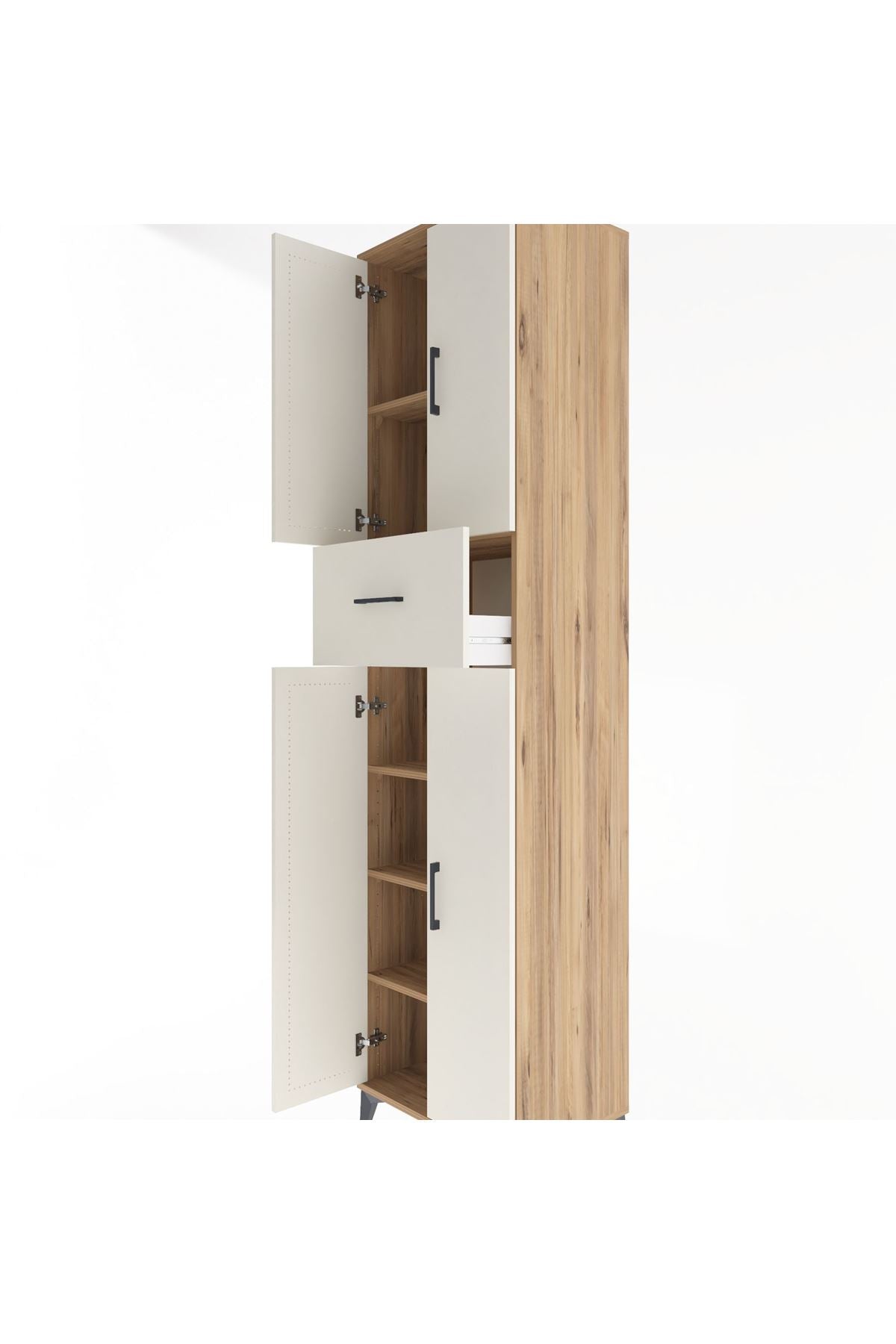 Hyperion Dolap 5 Raflı Tek Çekmeceli 4 Kapaklı 60x44x243 Çam-Aytaşı