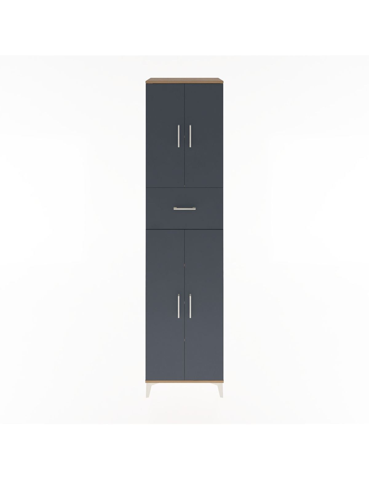 Hyperion Dolap 5 Raflı Tek Çekmeceli 4 Kapaklı 60x44x243 Çam-Antrasit