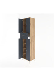 Hyperion Dolap 5 Raflı Tek Çekmeceli 4 Kapaklı 60x44x243 Çam-Antrasit