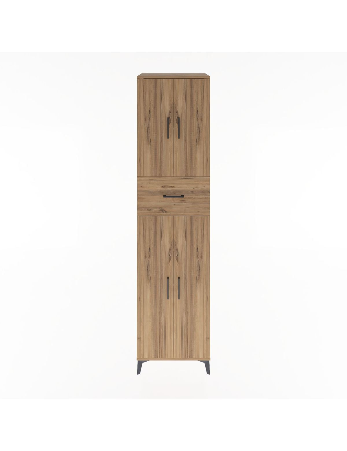 Hyperion Dolap 5 Raflı Tek Çekmeceli 4 Kapaklı 60x44x243 Çam-Çam