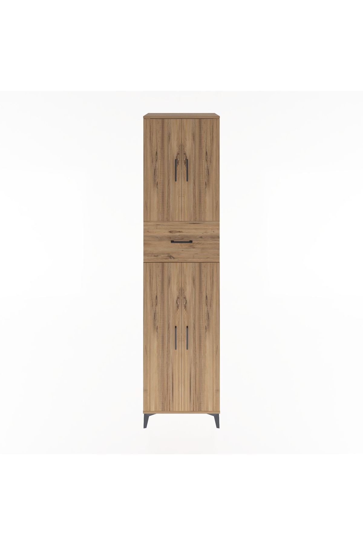 Hyperion Dolap 5 Raflı Tek Çekmeceli 4 Kapaklı 60x44x243 Çam-Çam