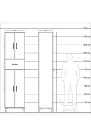 Hyperion Dolap 5 Raflı Tek Çekmeceli 4 Kapaklı 60x44x243 Çam-Çam