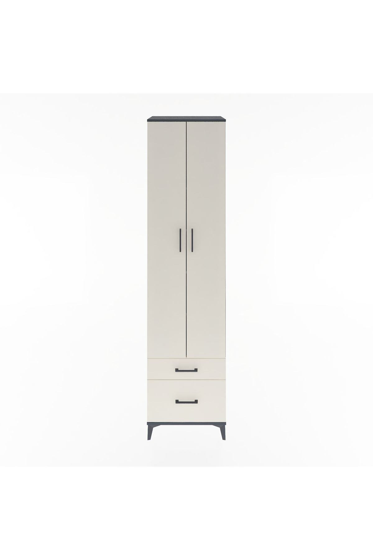 Hyperion Dolap 5 Raflı 2 Çekmeceli 2 Kapaklı 60x44x243 Antrasit-Aytaşı