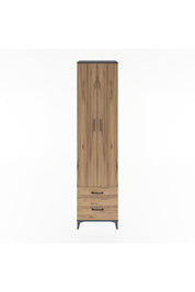 Hyperion Dolap 5 Raflı 2 Çekmeceli 2 Kapaklı 60x44x243 Antrasit-Çam