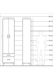 Hyperion Dolap 5 Raflı 2 Çekmeceli 2 Kapaklı 60x44x243 Antrasit-Antrasit