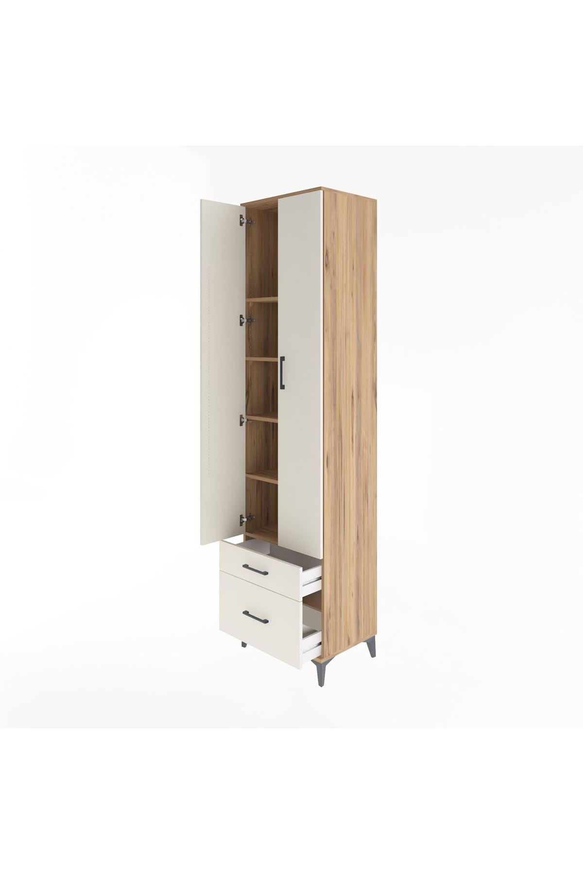 Hyperion Dolap 5 Raflı 2 Çekmeceli 2 Kapaklı 60x44x243 Çam-Aytaşı