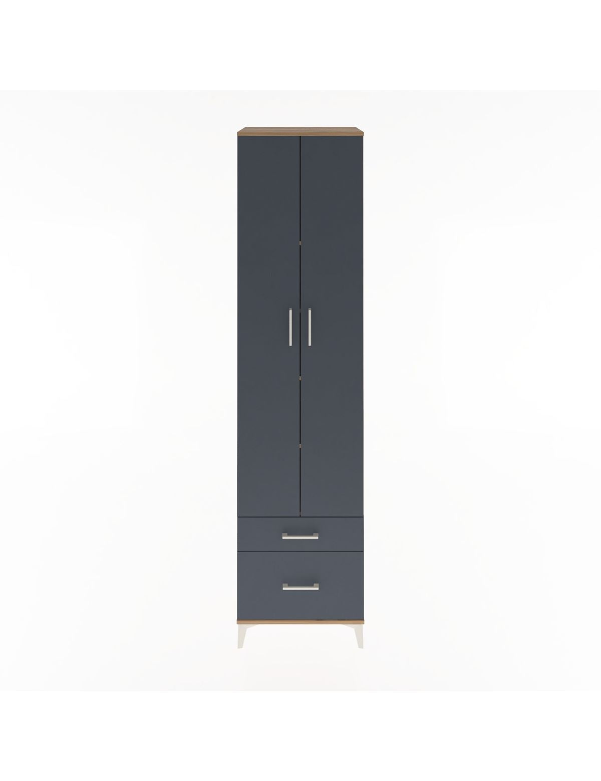 Hyperion Dolap 5 Raflı 2 Çekmeceli 2 Kapaklı 60x44x243 Çam-Antrasit