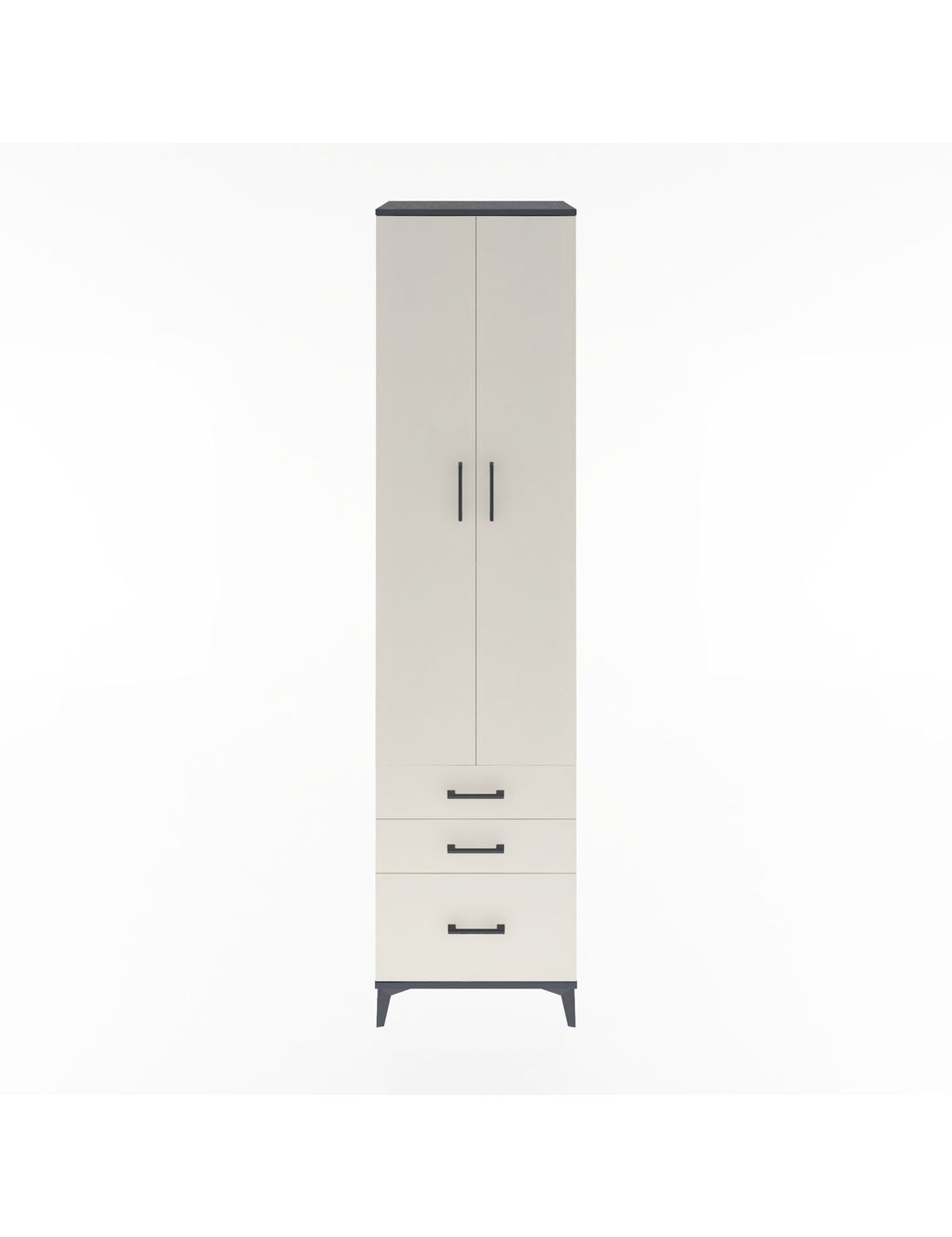 Hyperion Dolap 5 Raflı 3 Çekmeceli 2 Kapaklı 60x44x243 Antrasit-Aytaşı